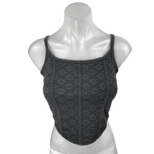 Hollister Black Sleeveless Floral Lace Corset Bustier Cami Tank Crop Top Size S